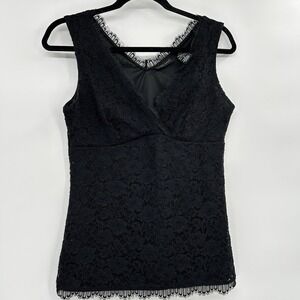 New York & Company Womens Y2K Whimsigoth Lace Babydoll Top Sz S Black Dark Fairy